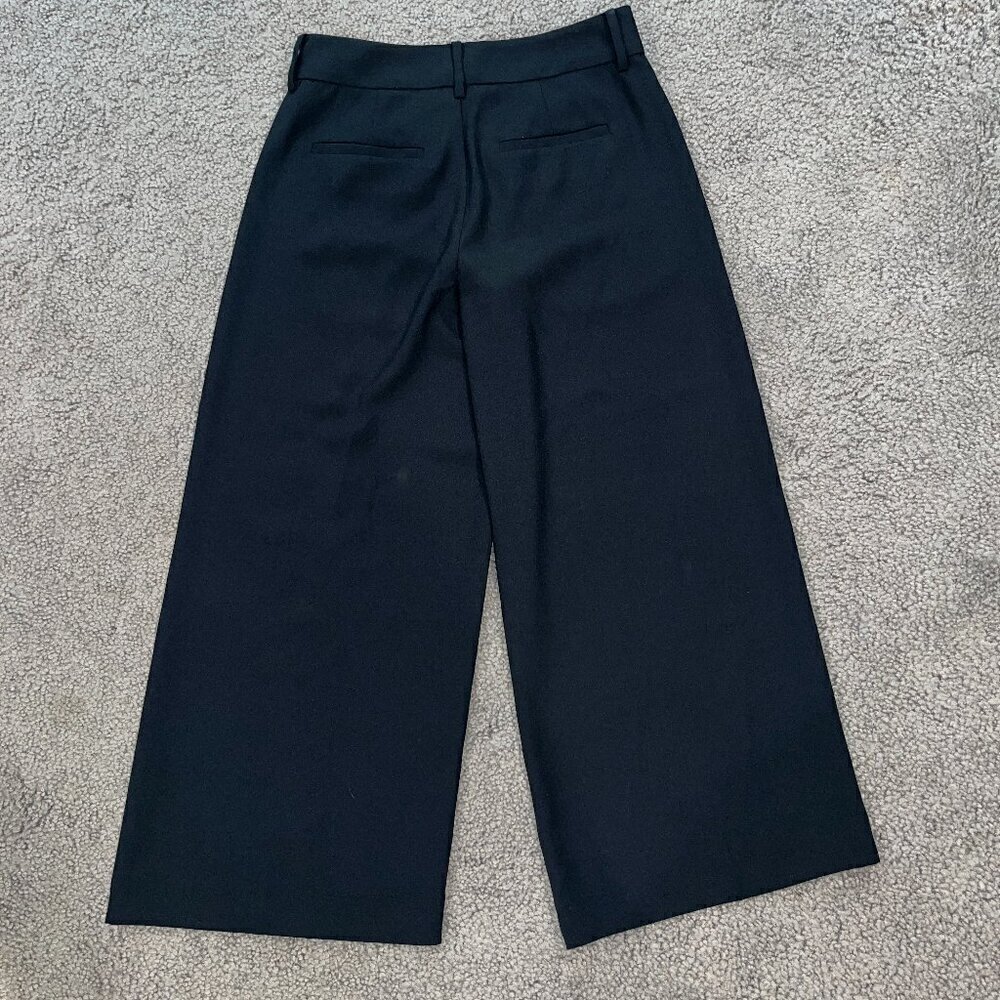 MADEWELL Black Crepe Wide Leg Cropped Zip Fly Belt Loop Dress Trousers EUC - 0 - Picture 5 of 11